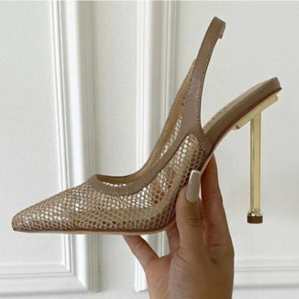 

ladies hollow out breathable elastic band pump women's pointed toe sandals women party shoes 2021 big size women thin high heel, Black