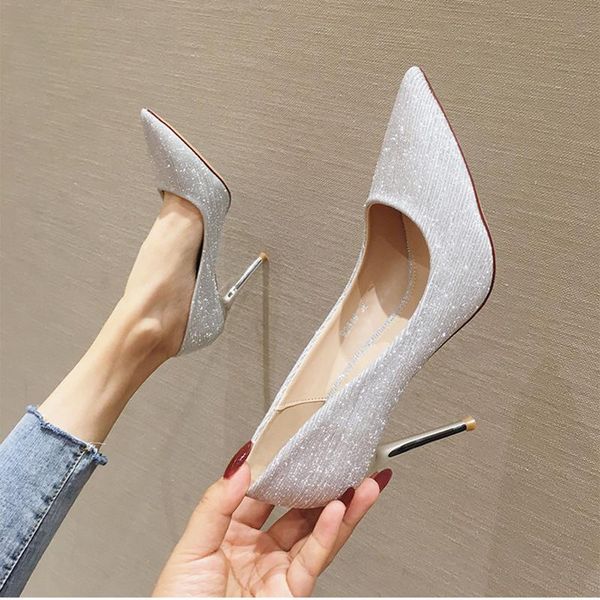 

womens shoes 2020 high heels bling korean fashion pumps elegant shoes party, Black