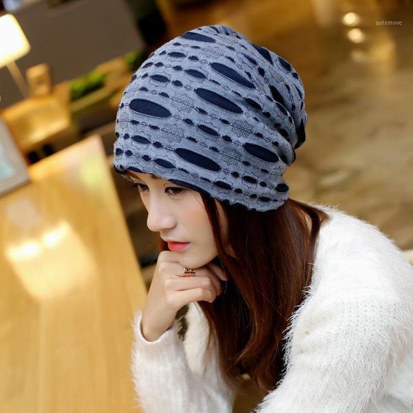 

folding hats women autumn and winter knitted hooded cap korean 2020 fashion skullies & beanies1, Blue;gray