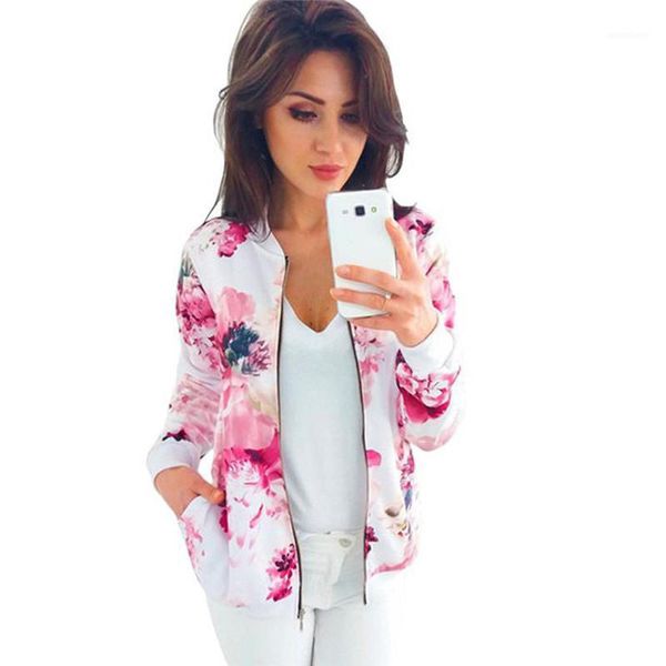 

fashion women jacket floral print long sleeve lady bomber jacket casual lady spring autumn office outwear for female1, Black;brown