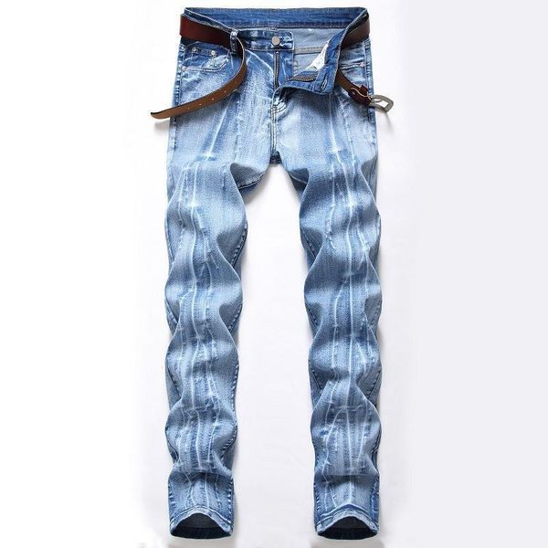 

pleated old jeans denim nostalgic polished white denim trousers plus size jeans brand new men's elastic blue fashion1