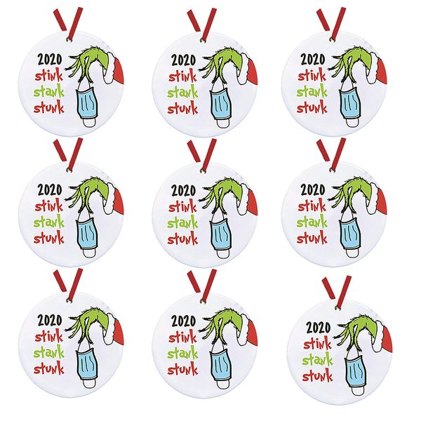 

grinch hand christmas ornament 2020 stink stank stunk christmas party decoration with face mask hanging pendant gift ui99