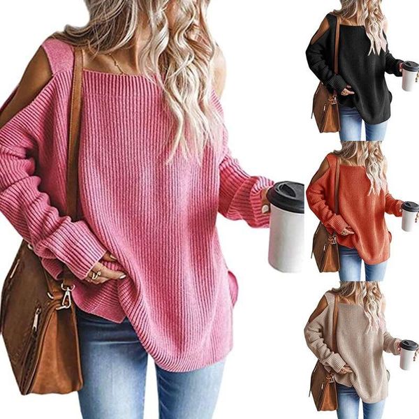 

winter 2020 new knitted long sleeve large off shoulder sweater for women, White;black