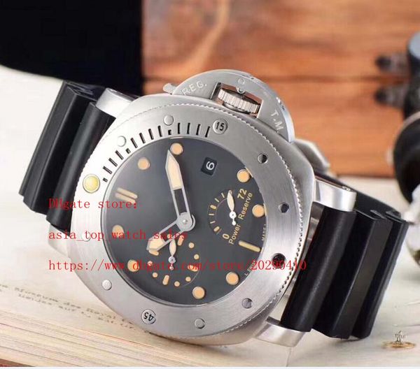 

elling super 4 style auto date 48 mm black dial mechnaical automatic stainless steel watchcase super power reserve pm mens watches, Slivery;brown