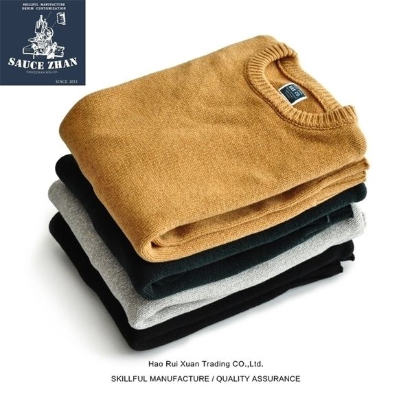 

saucezhan fashion mens new faction knitted solid sweaters casual men winter sweater 201202, White;black