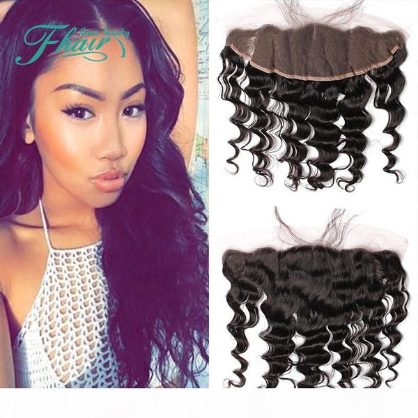 

9a mongolian hair lace frontals 13x4 loose wave lace frontal closure ear to ear full lace frontals closure with baby hair, Black;brown