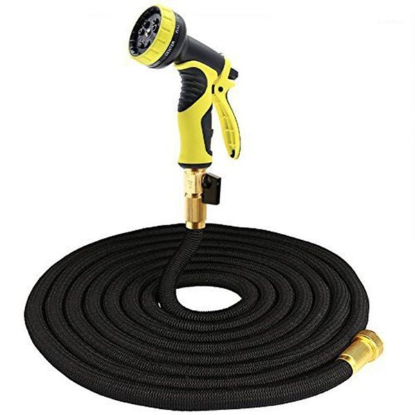 

25-100 ft black extra long retractable expandable magic garden hose pipe & spray gun natural rubber irrigation eu/us1