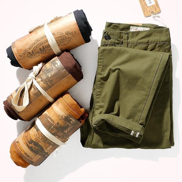 

2020 autumn winter loose tapered straight pencil pants men's american style retro 100% cotton washing old casual pants1, Black