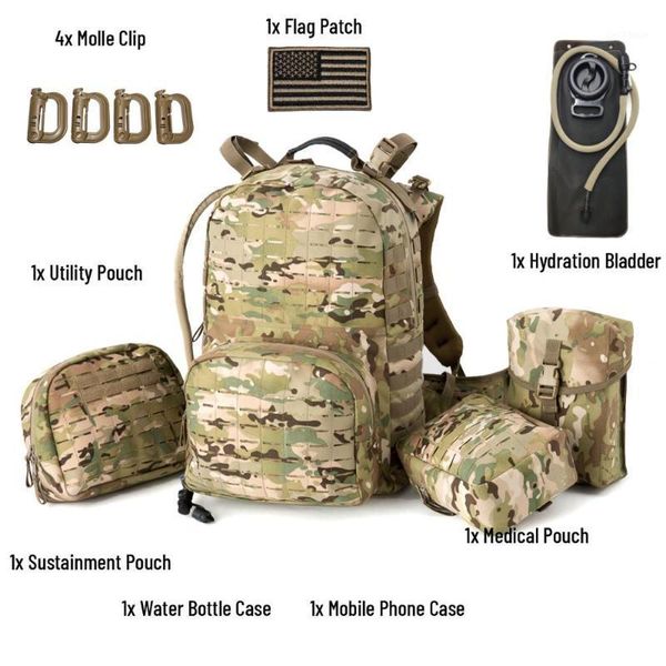

outdoor bags tactical backpack, medium molle rucksack,army day hydration pack with sustainment and kits pouch1