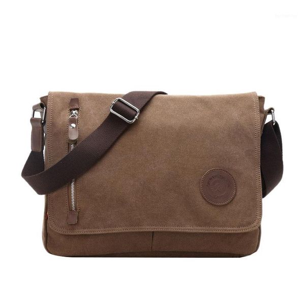 

duffel bags -canvas bag men's shoulder crossbody casual retro messenger travel1