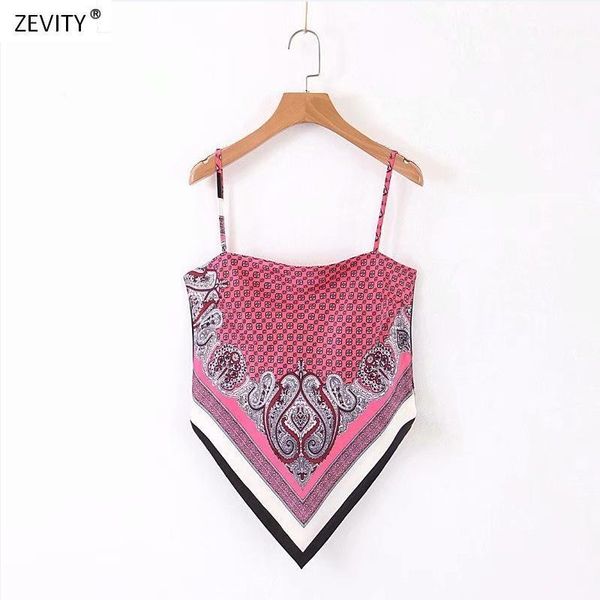 

2020 new women vintage position geometric print casual sling blouse ladies spaghetti strap shirts back bowknot retro ls40761, White
