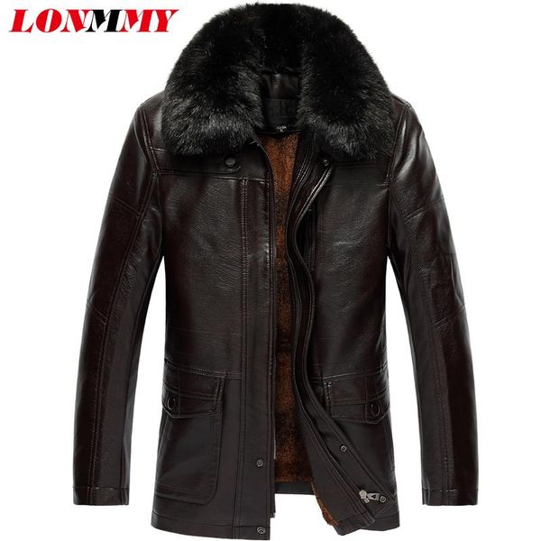 

lonmmy 5xl 6xl 7xl fur collar leather jacket men suede pu velvet thicken warm motorcycle clothing mens leather coats 2021 winter, Black