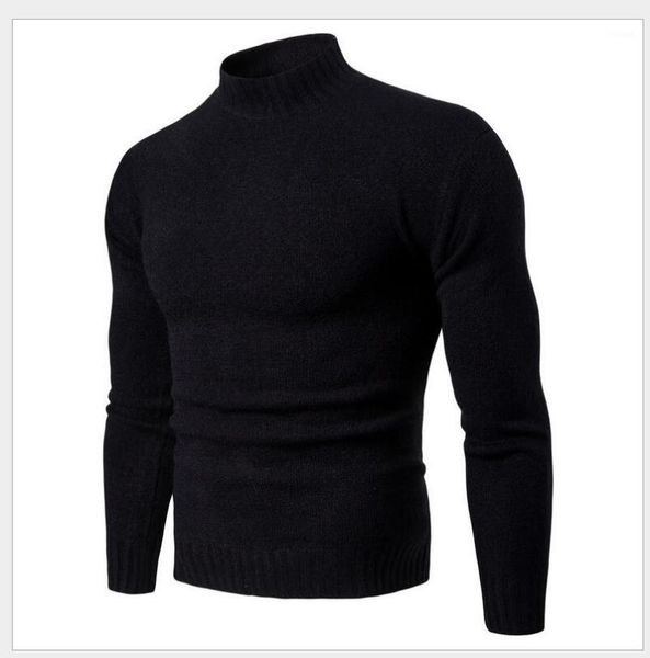 

men's high neck slim base knitted sweater warm 4colours1, White;black