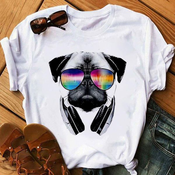 

harajuku women's music dog printing t-shirt summer fashion funny sports dog t shirt casual short-sleeved female tshirt clothing, White