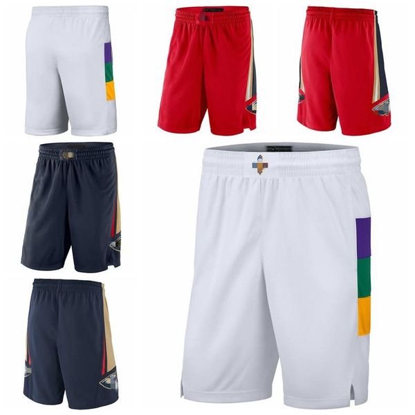 

new orleans pelicans men 2019/20 nop icon edition swingman shorts navy basketball shorts, Black;red