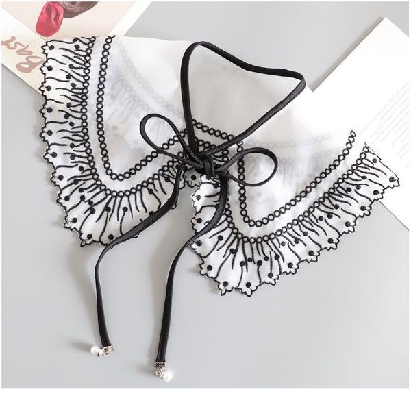 

embroidery fake collar women detachable collars big lapel white false collar shirt shawl kragen sahte yaka kraagje n jllcbo, Blue;red