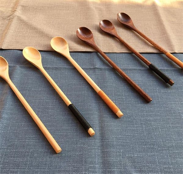 

long handle winding wooden spoons multifunctional cocktail spoon stirrer dinnerware drinking tools log color old paint 2 55jm e2 wmtirre