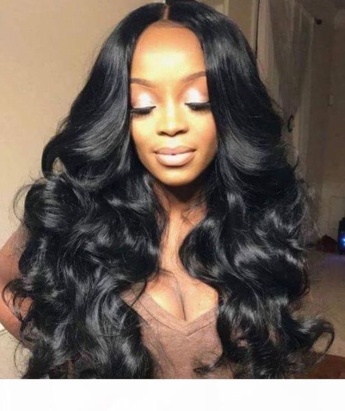 

lady hair heat resistant middle part black wig glueless body wave lace front wigs synthetic wigs for black women fzp207