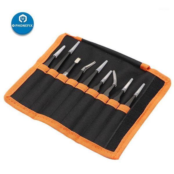

10pcs esd anti-static tweezers electronics repair stainless steel industrial precision curved straight tweezers repair tools1