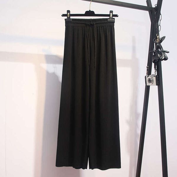 

loose 2020 new spring and summer slim women's large size knitting versatile plus 200 kg fat mm wide leg pants, Black;gray