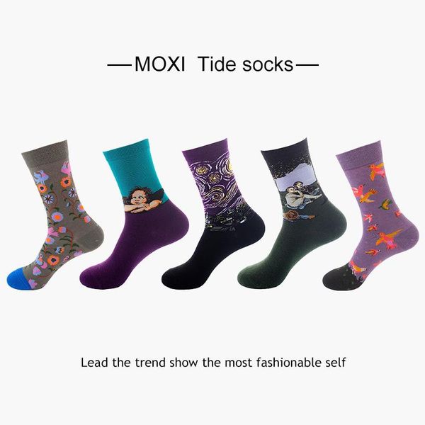 

men's socks sox jt91-95] logo hosiery for male ins europe and the united states street restoring ancient ways in sack, Black