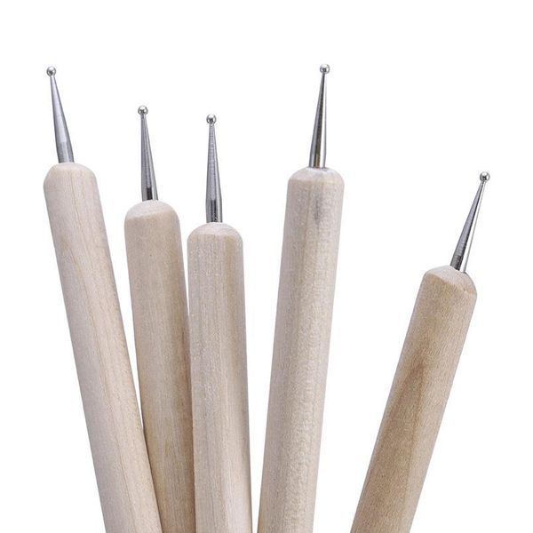 

5pcs 2 way wooden nail dotting pen professional nail point pen crystal beads nail art design manicure rhinestone pick jllrma, Silver