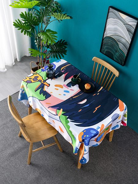 

ins nordic tablecloth waterproof and ironproof dormitory computer table children's mat hand drawn cartoon girl lovely diy