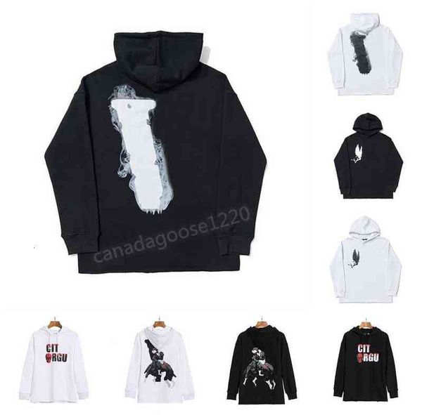 

skull big v hip hop hooded loose sweatshirt, Black