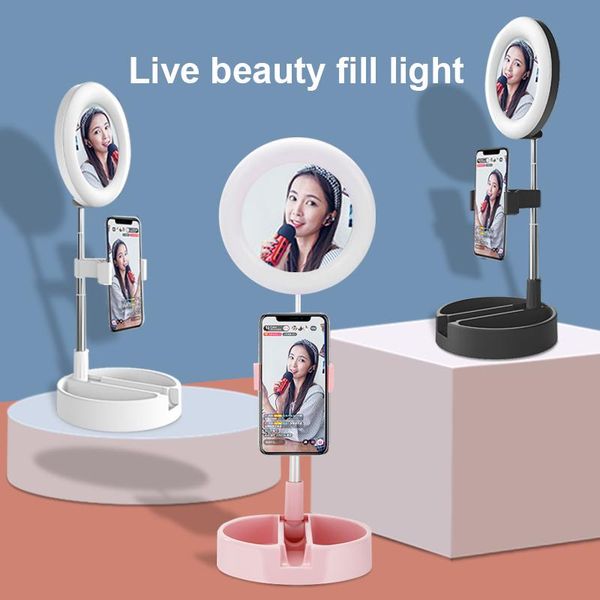 

foldable led ring light desk phone video pgraphy ring lamp fill light 64 led lamp beads max work 58cm for phones