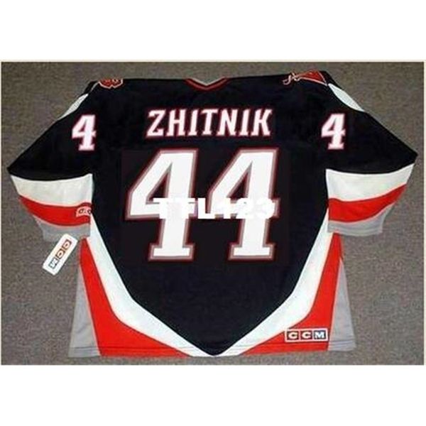 

740s #44 alexei zhitnik buffalo sabres 2003 ccm retro away hockey jersey or custom any name or number retro jersey, Black