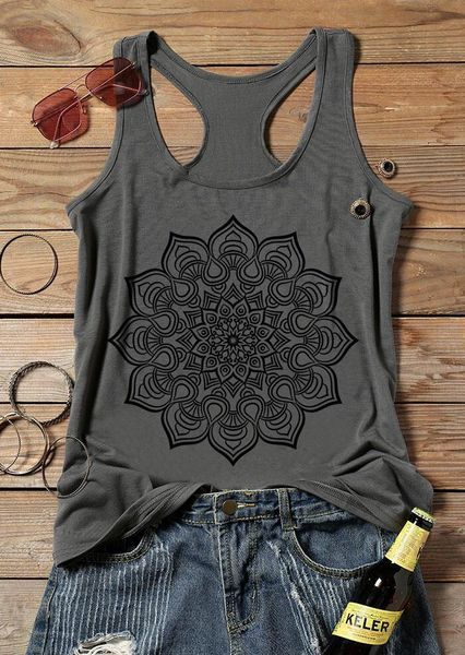 

женщины mandala parted tank ulzzang harajuku welcesseless lady летняя графика top tee femme серая корейская эстетическая одежда, White