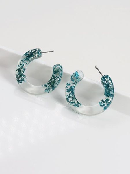 

romantic resin real flower earrings ear stud for women girl fashion jewelry1, Golden;silver
