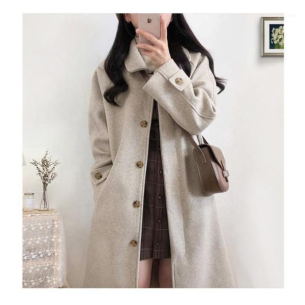 

women's down & parkas winter woolen coat women hepburn style medium length 2021 autumn thickened soft and versatile coat1, Black