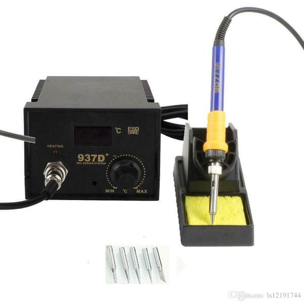 

937d+ electric iron soldering station smd welder welding w stand sponge esd 110v