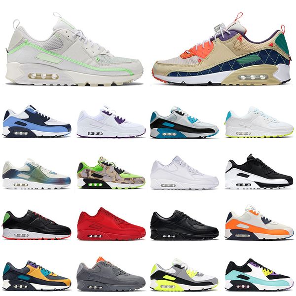

2021 sport 90s running shoes mens womens trail team gold worldwide white green moss green triple black trainers sneakers 36-45, White;red