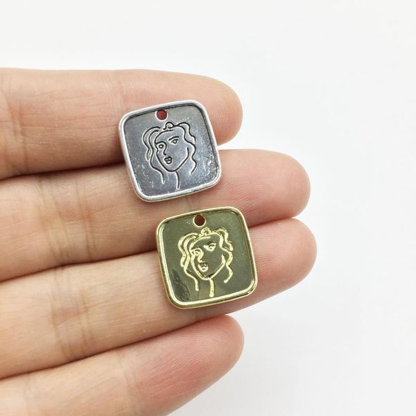

eruifa 11mm 20pcs new popular women lady head double side coin zinc alloy jewelry diy charms pendant 2 colors1, Bronze;silver