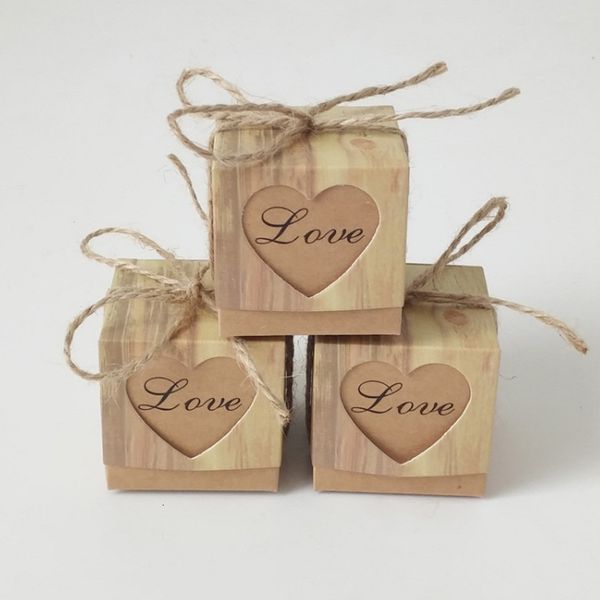 

factory kraft candy romantic heart bag with burlap twine chic wedding favors gift box supplies