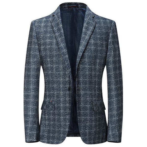 

blazer slim summer men new business formal casual plaid suit jacket single breasted 1 button office work daily life party prom, White;black