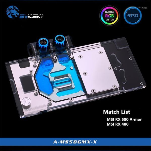 

bykski full coverage gpu water block for msi rx580/480 gaming x8g/8g/4g graphics card a-ms58gmx-x1