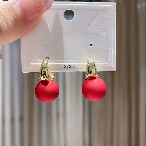 

sense of pearl earrings earrings new trendy fashion simple temperament lady style earrings red mesh, Silver