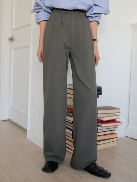 

dazy fold pleated slant pocket pants f2sl#, Black;white