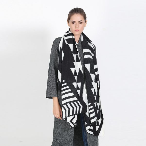 

folk triangle geometric pattern, fashionable and versatile, double-purpose shawl, cashmere like warmth, Blue;gray