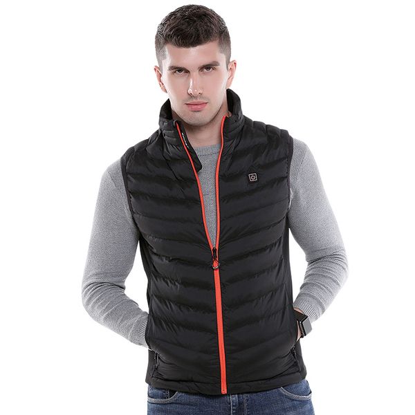

the new smart electric heating cotton-padded jacket winter men's stand-up collar casual vest three-speed point heating carbon fiber wai, Black;white