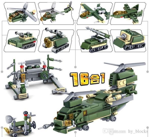 

military tank army figures troops armored car building blocks sets diy bricks helicopter aircraft model education assemble kids toys 03