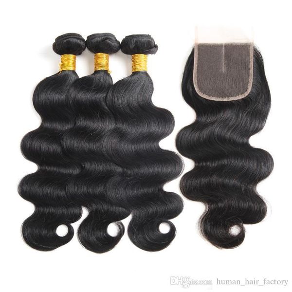 

10a mink body wave virgin hair 3 bundles with closure 100% unprocessed brazilian virgin human hair bundles brazilian extensions and closure, Black;brown