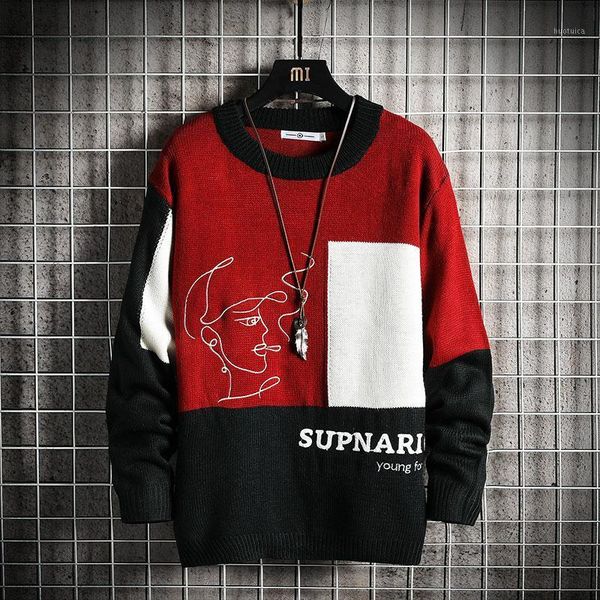 

men's sweaters spring autumn winter clothes 2021 pull oversize -4xl 5xl korea style casual standard pullovers1, White;black