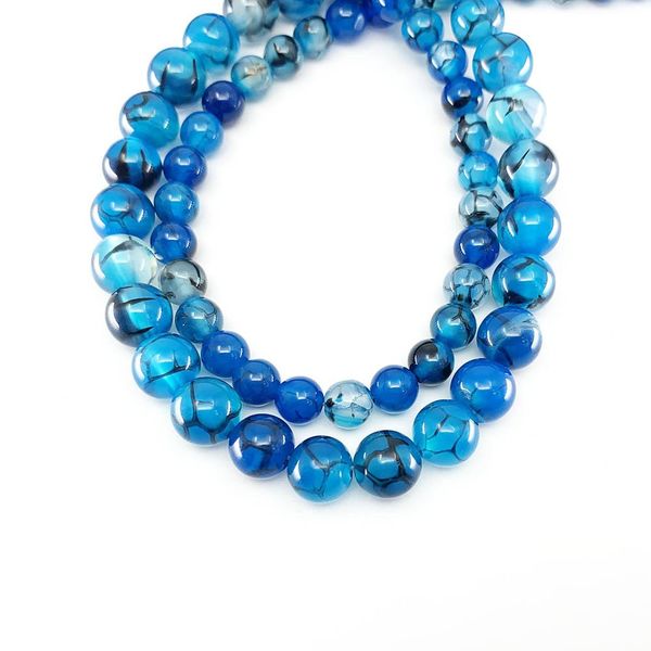 

1 strand 6 8 10mm natural stone sky blue dragon vein agat bead round loose spacer beads for jewelry making findings h bbywvn