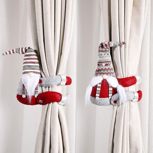 

man home accessories striped hug decoration side old window christmas curtain santa1