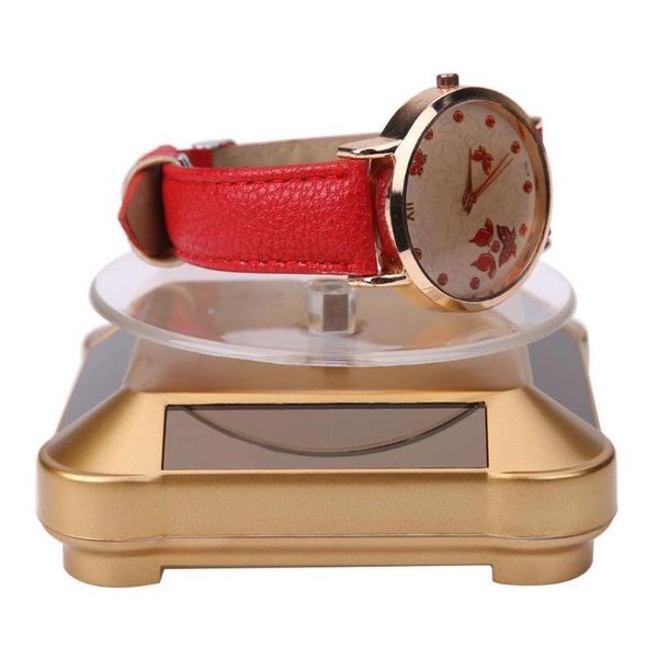 

solar power rotating jewelry stand phone watch display holder turning table hot, Pink;blue