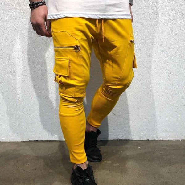 

muscle new tide brand multi-pocket комбинезоны мужские брюки улица мода досуг наружные сращивание тонкие ноги и брюки, Black